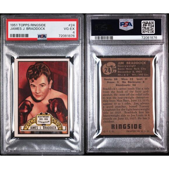 1951 Topps Ringside James Braddock PSA 4 Cinderella Man Heavyweight Champion - Picture 2 of 4